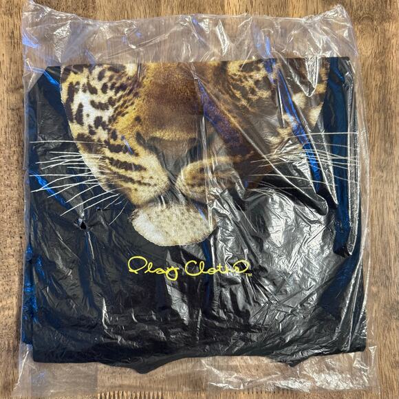 Play Cloths Leopard Cheetah Tee Shirt 100% Cotton Caviar Black Unisex Large - Picture 4 of 7